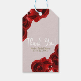 Taupe Blush Red Watercolor Rose Moderne Hochzeit Geschenkanhänger