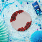 Taupe Blush Red Watercolor Rose Moderne Hochzeit Pappteller (Party)