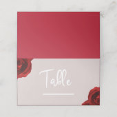 Taupe Blush Red Watercolor Rose Moderne Hochzeit Platzkarte (Außenseite Aufgefaltet)