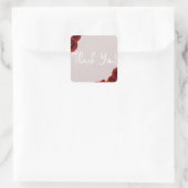 Taupe Blush Red Watercolor Rose Moderne Hochzeit Quadratischer Aufkleber (Tasche)