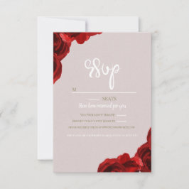 Taupe Blush Red Watercolor Rose Moderne Hochzeit RSVP Karte