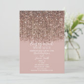 Taupe Blush Rose Gold Glitzer Verlobung Dusche Einladung (Stehend Vorderseite)