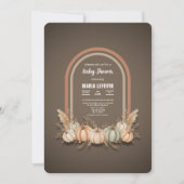 Taupe Boho Arch Pumpkin Fall Baby Dusche Einladung (Vorderseite)
