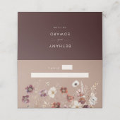Taupe Boho Fall Wildblume Wedding Platzkarte (Außenseite Aufgefaltet)