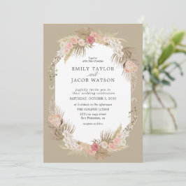 Taupe Boho Floral Wedding Einladung