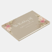 Taupe Boho Floral Wedding Gästebuch (Ecke)