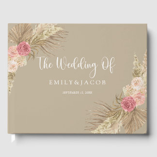 Taupe Boho Floral Wedding Gästebuch