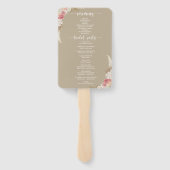 Taupe Boho Floral Wedding Program Hand Fan Fächer (Rückseite)