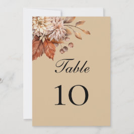 Taupe Boho Floral Wedding Tischnummer Cards