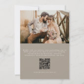 Taupe Boho Wildblume QR Code Foto Wedding Einladung (Rückseite)