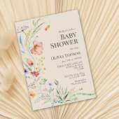 Taupe Boho Wildblumen Kinderdusche Einladung