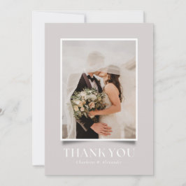 Taupe Bold Typografy Foto Frame Wedding Danke Einladung
