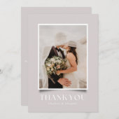 Taupe Bold Typografy Foto Frame Wedding Danke Einladung (Vorne/Hinten)