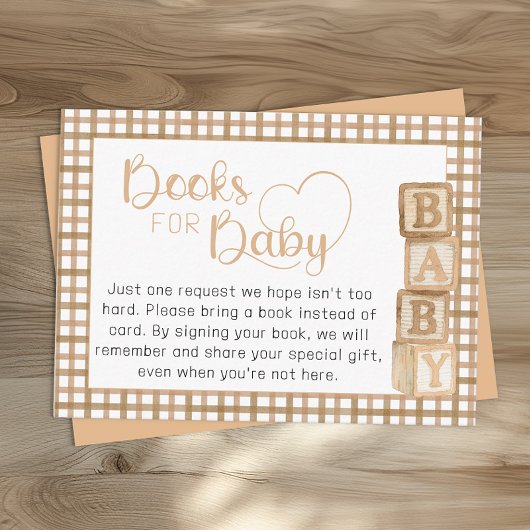 Taupe Books for Baby Card | Baby Shower Insert