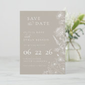 Taupe Botanical Minimal Wedding Save the Date (Stehend Vorderseite)