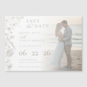 Taupe Botanical Photo Wedding Save the Date Magnet (Vorderseite)