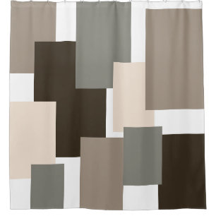 Taupe, Braun, Grau und ElfenbeinRechtecke Duschvorhang