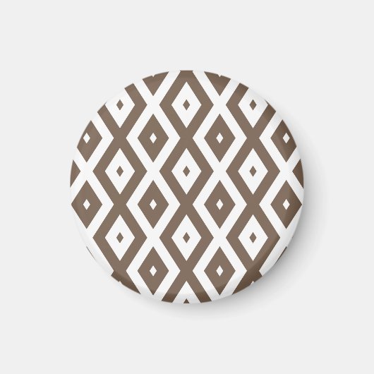 Taupe-braunes und weißes Diamantmuster Magnet (Vorne)