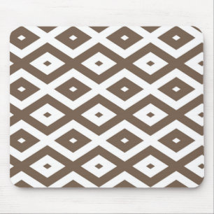 Taupe-braunes und weißes Diamantmuster Mousepad