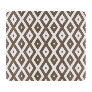 Taupe-braunes und weißes Diamantmuster Schneidebrett