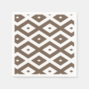 Taupe-braunes und weißes Diamantmuster Serviette