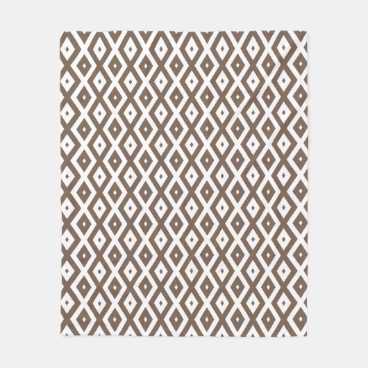 Taupe brown and white diamond pattern fleecedecke (Vorderseite)