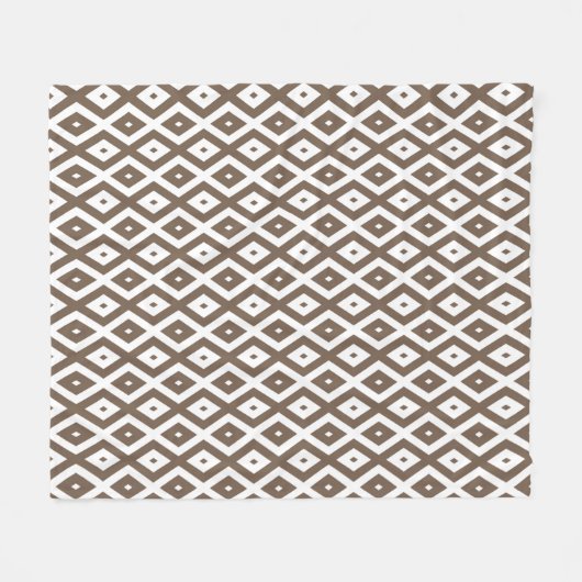 Taupe brown and white diamond pattern fleecedecke (Vorderseite (Horizontal))