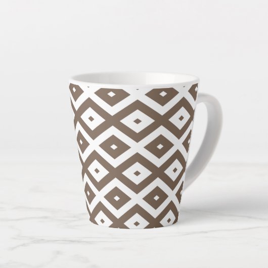 Taupe brown and white diamond pattern milchtasse (Rechte Ecke)