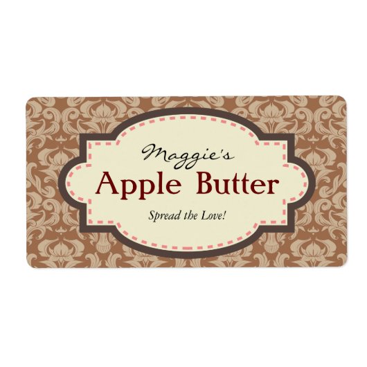 Taupe & Brown Apple Butter Jam Jar Labels, kundens (Vorne)