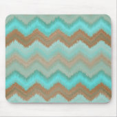 Taupe Brown Aqua Turquoise Ikat Zigzag Muster Mousepad (Vorne)