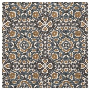 Taupe Brown Aquamarin Blue Bali Batik Style Muster Stoff