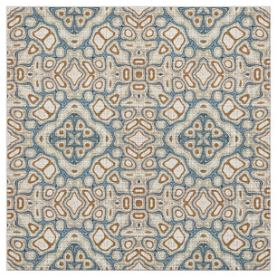 Taupe Brown Aquamarin Blue Bali Batik Style Muster Stoff
