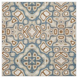 Taupe Brown Aquamarin Blue Bali Batik Style Muster Stoff