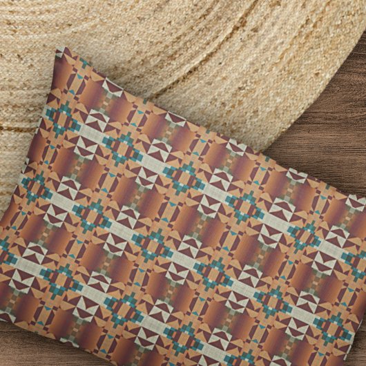 Taupe Brown Aquamarin Blue Green Tribal Art Muster Kissenbezug