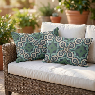 Taupe Brown Aquamarin Green Blue Orient Kissen Für Draußen
