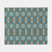 Taupe Brown Blue Aquamarin Orange Tribal Art Muste Fleecedecke (Vorderseite (Horizontal))