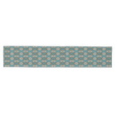 Taupe Brown Blue Aquamarin Orange Tribal Art Muste Mittelgroßer Tischläufer (Horizontal)