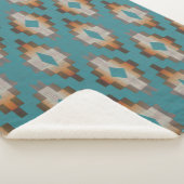 Taupe Brown Blue Aquamarin Orange Tribal Art Muste Sherpadecke (3/4)