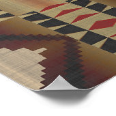 Taupe Brown Dark Red Black Ethnic Tribal Mosaik Poster (Ecke)