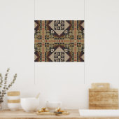 Taupe Brown Dark Red Black Ethnic Tribal Mosaik Poster (Küche)