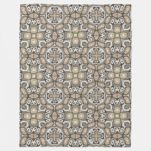Taupe Brown Gray Beige Angesagte Bohemische Kunst Fleecedecke (Vorderseite)