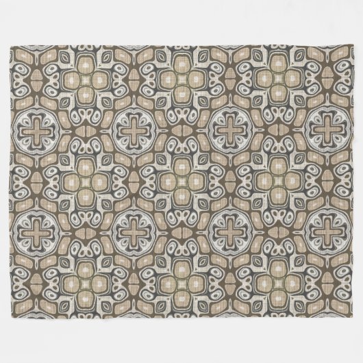 Taupe Brown Gray Beige Angesagte Bohemische Kunst Fleecedecke (Vorderseite (Horizontal))