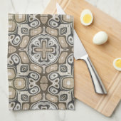 Taupe Brown Gray Beige Angesagte Bohemische Kunst Geschirrtuch (Viertel Falte)