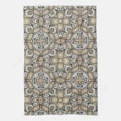Taupe Brown Gray Beige Angesagte Bohemische Kunst Geschirrtuch (Vertikal)