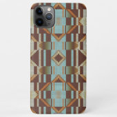 Taupe Brown Orange Türkis Tribal Mosaik Muster iPhone Hülle (Rückseite)