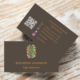 Taupe brown orange Yoga pose Instructor Visitenkarte
