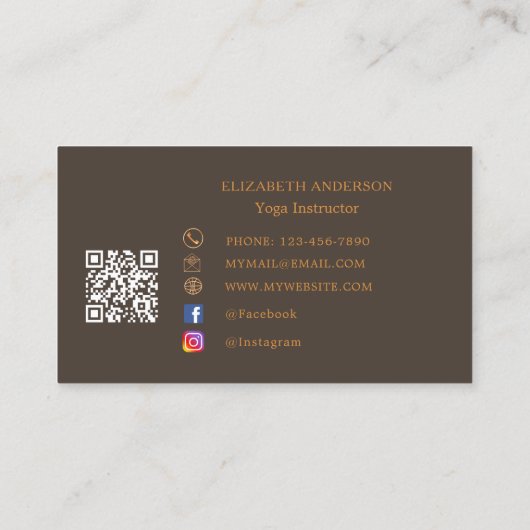 Taupe brown orange Yoga pose Instructor Visitenkarte (Rückseite)