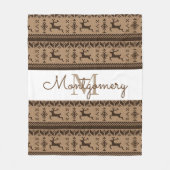 Taupe & Brown Rentier Nordic Sweater Pattern Fleecedecke (Vorderseite)