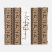 Taupe & Brown Rentier Nordic Sweater Pattern Fleecedecke (Vorderseite (Horizontal))