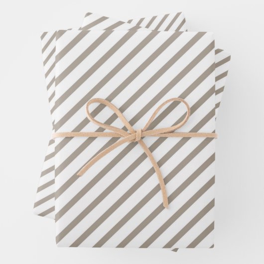 Taupe Brown Stripes Muster Geschenkpapier Set (Beispiel)